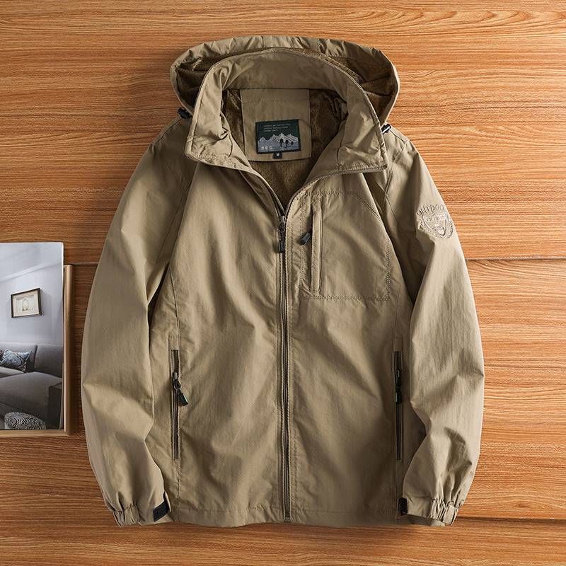 Men's Hooded Utility Jacket in Khaki