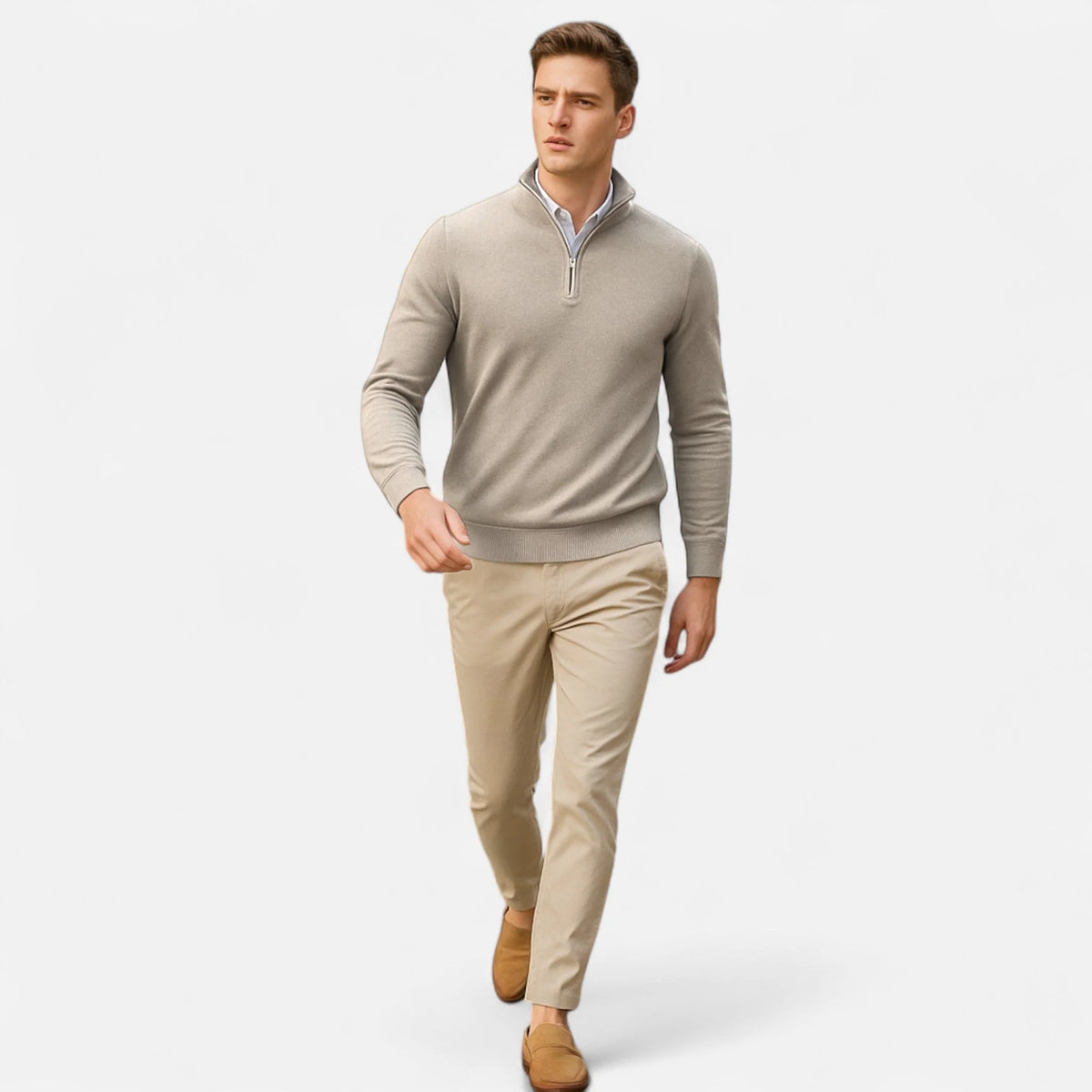 Men's Mock Neck Quarter-Zip Sweater in Black