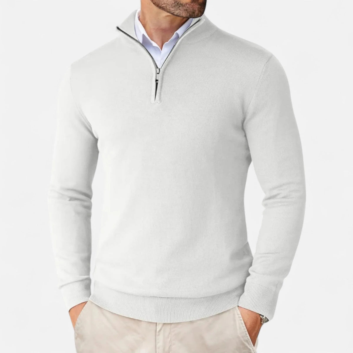 Men's Mock Neck Quarter-Zip Sweater in Bordeaux