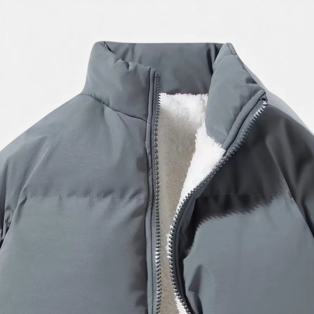 Men's Sherpa-Lined Puffer Coat in White
