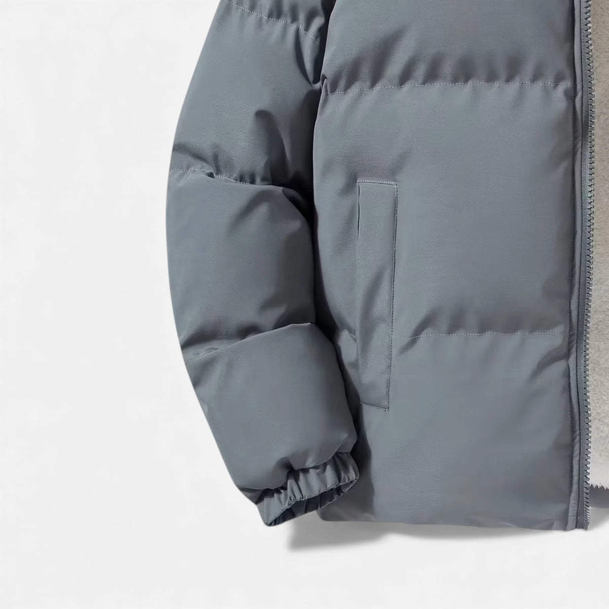 Men's Sherpa-Lined Puffer Coat – Pocket Detail