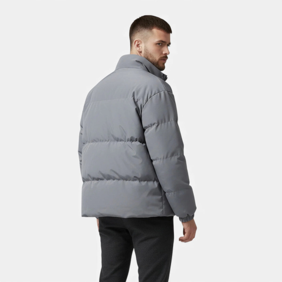Men's Sherpa-Lined Puffer Coat – Collar Detail