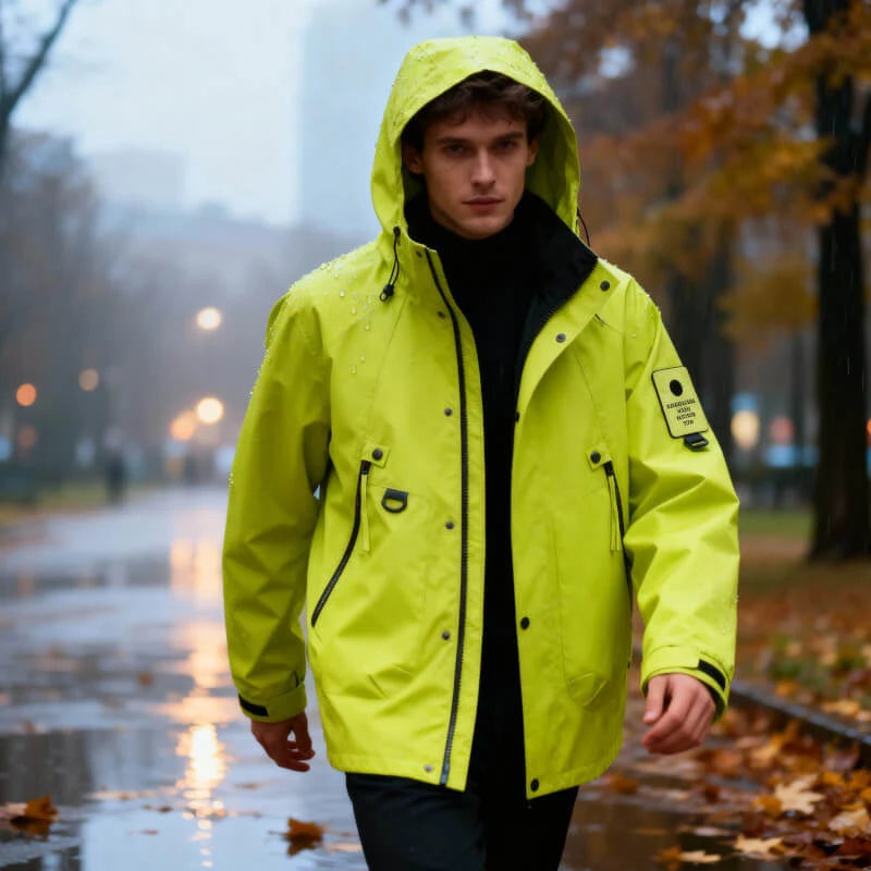 Men's Hooded Rain Jacket in Light Green