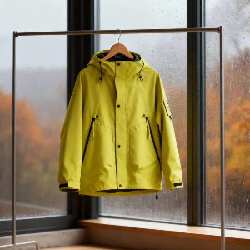 Men's Hooded Rain Jacket in Olive Green