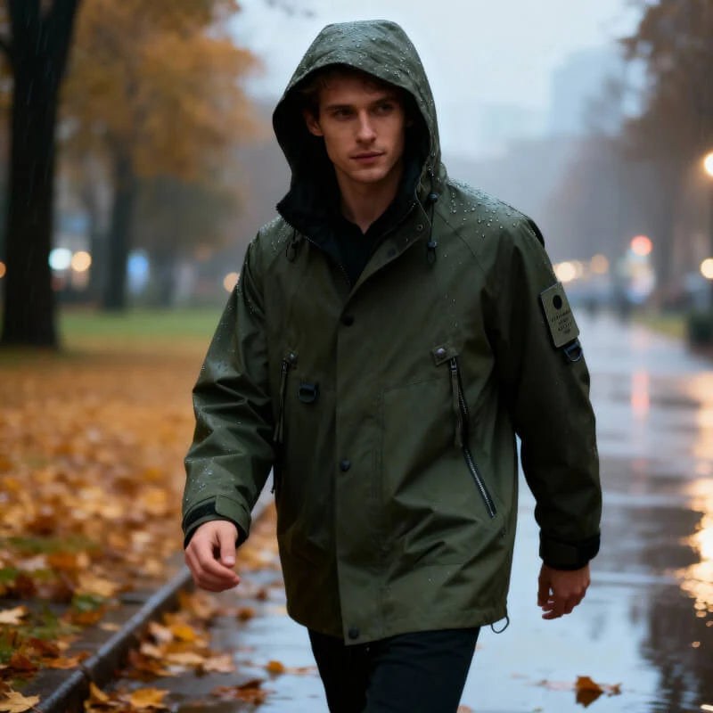 Men's Hooded Rain Jacket in White