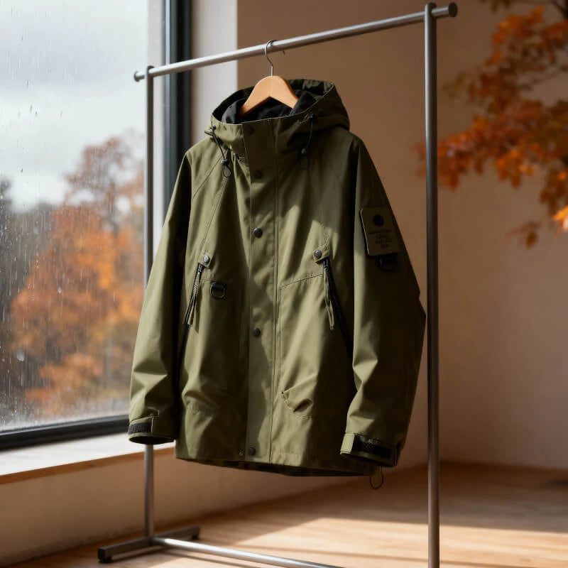 Men's Hooded Rain Jacket in Black