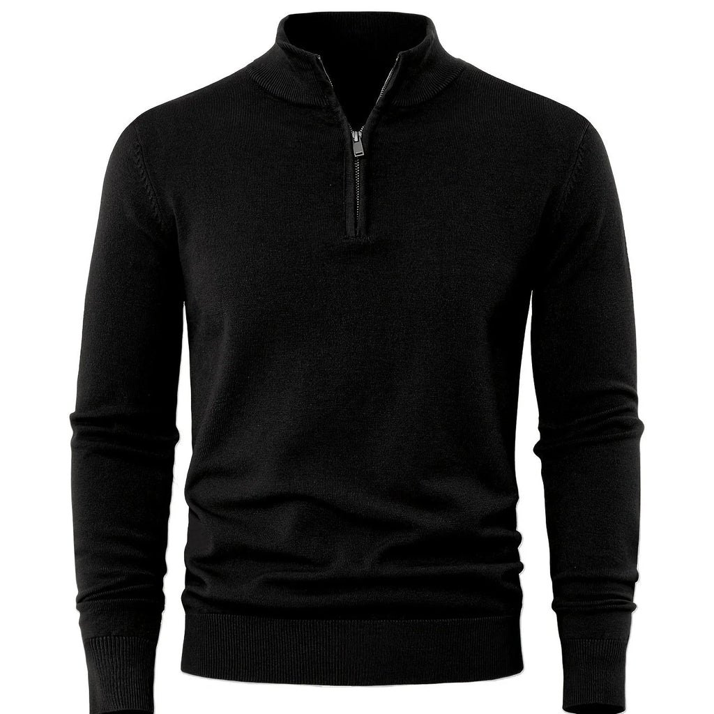 Men's Quarter-Zip Knit Sweater in Black