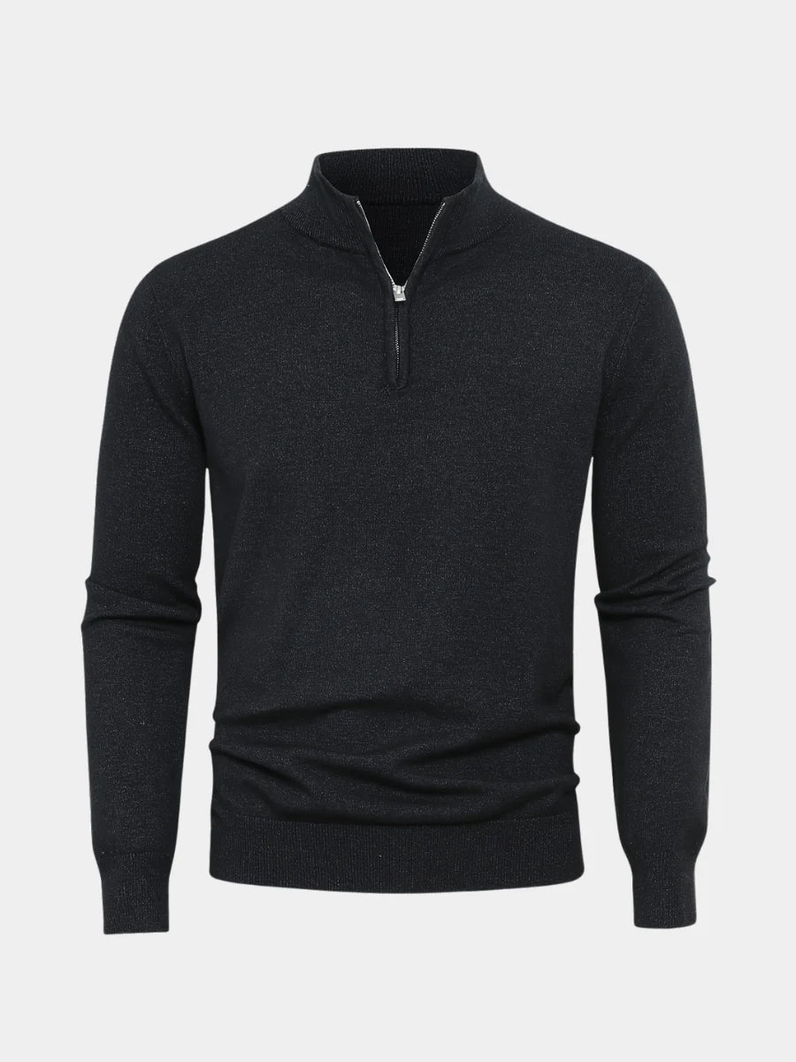 Men's Quarter-Zip Knit Sweater in Gray