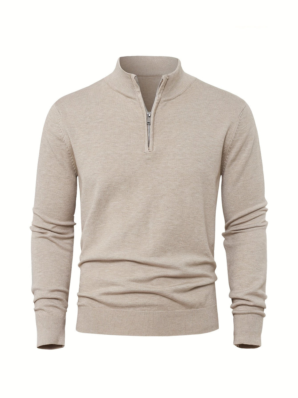 Men's Quarter-Zip Knit Sweater in Khaki