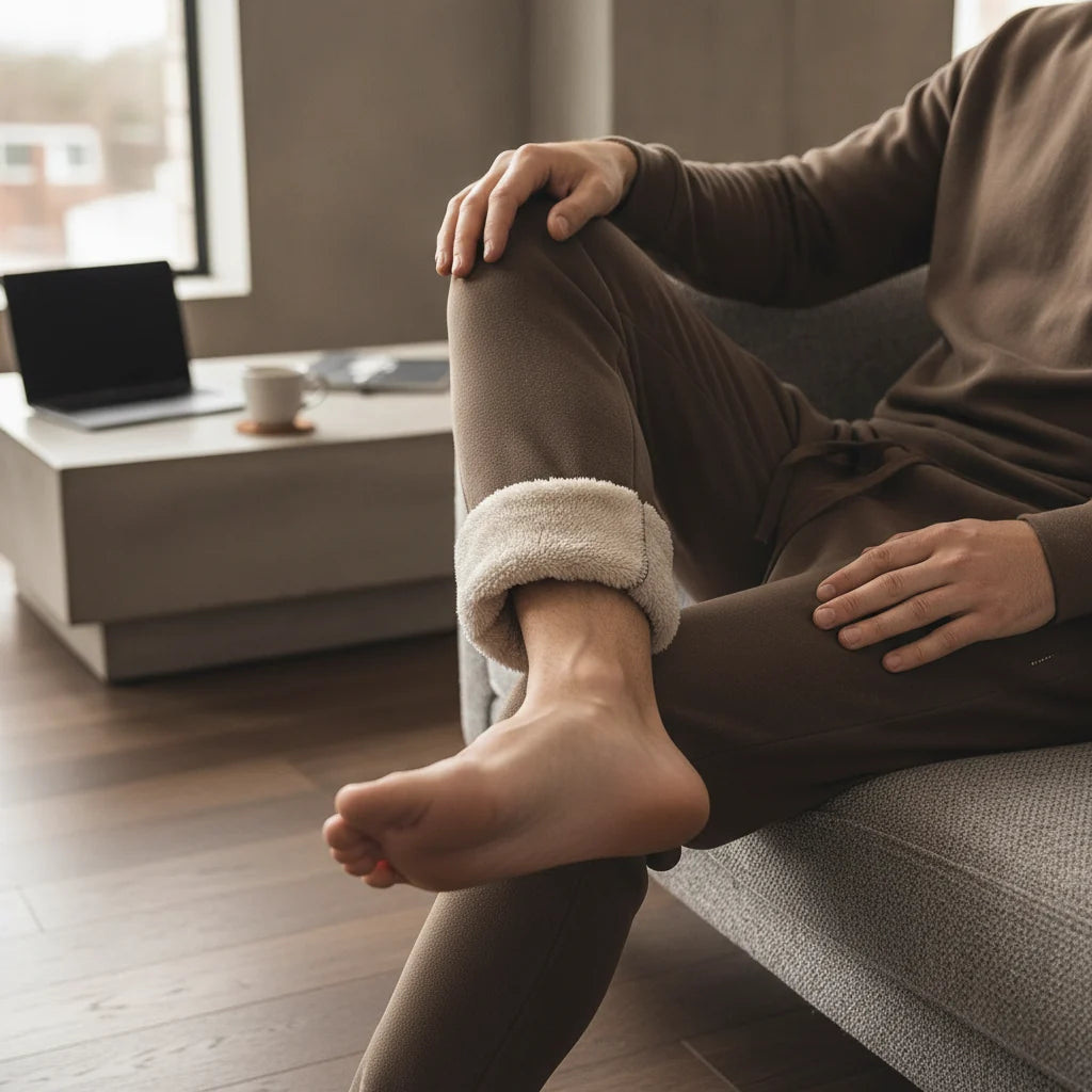 Sherpa Fleece-Lined Sweatpants in Gray