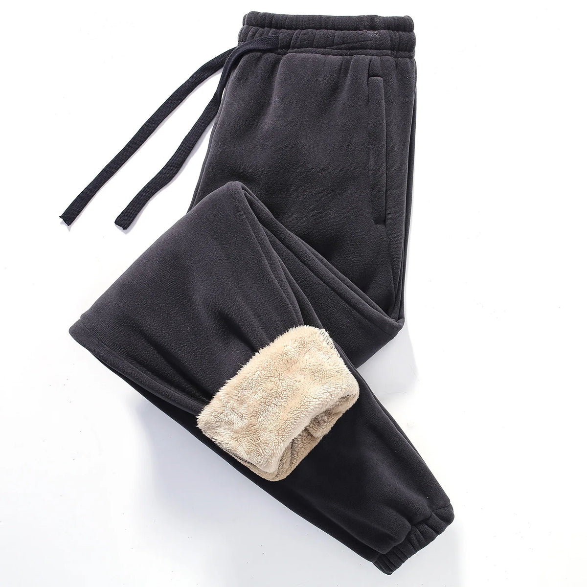 Sherpa Fleece-Lined Sweatpants in Black