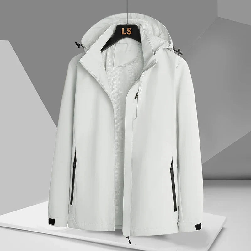Men's Hooded Windbreaker Jacket in White
