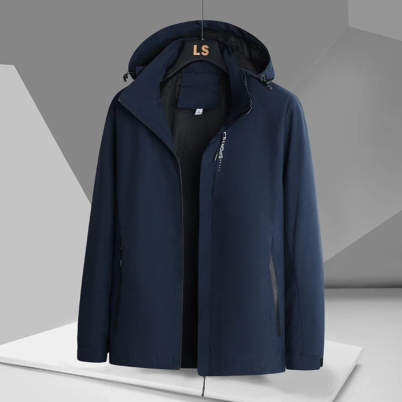 Men's Hooded Windbreaker Jacket in Blue