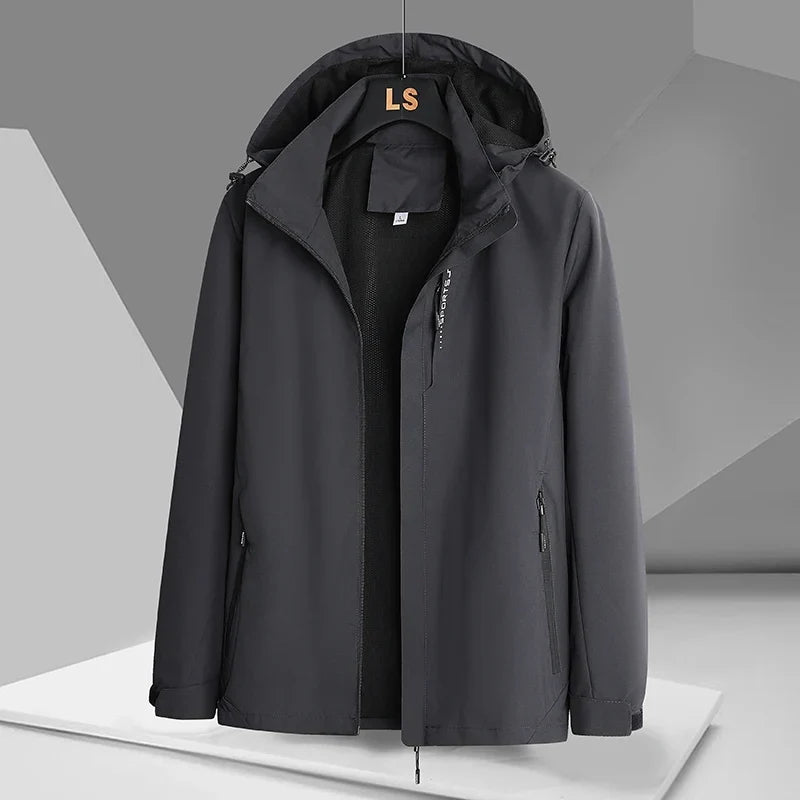 Men's Hooded Windbreaker Jacket in Gray