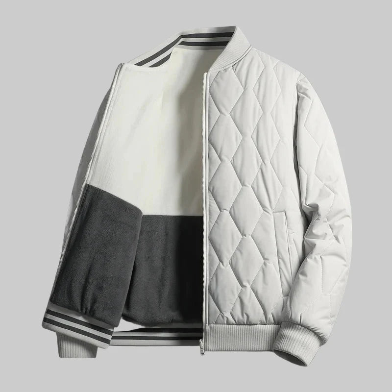 Men's Quilted Bomber Jacket in White