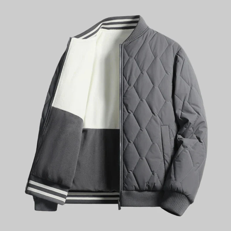 Men's Quilted Bomber Jacket in Gray