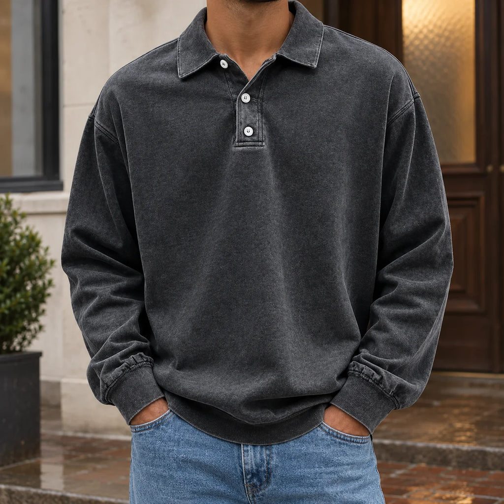 Men's Oversized Polo Shirt in Black