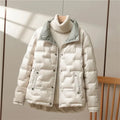 Quilted Puffer Jacket in Beige