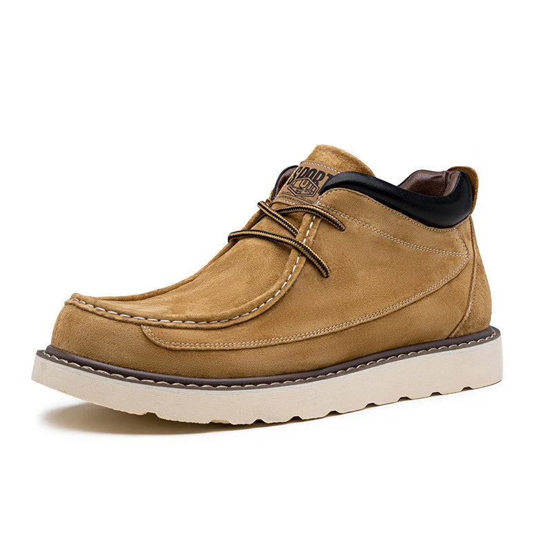 Men's Suede Moc Toe Boots in Camel