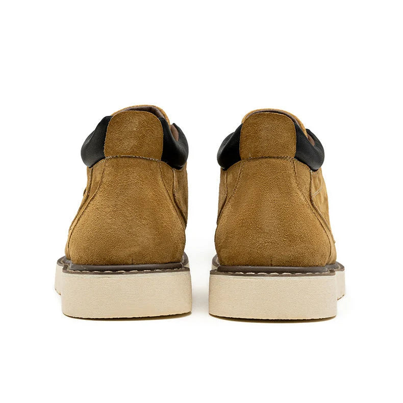 Men's Suede Moc Toe Boots – Wedge Sole Detail