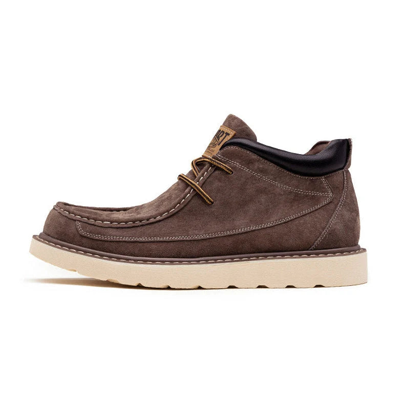 Men's Suede Moc Toe Boots – Padded Collar Detail