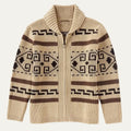 Men's Zip-Up Southwestern Cardigan in Khaki