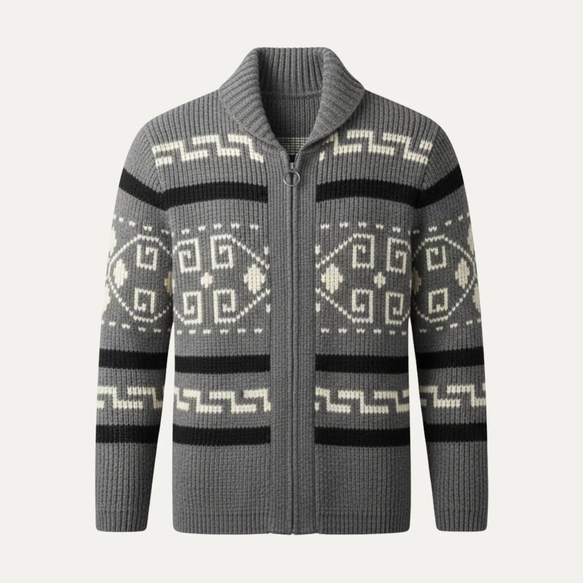 Men's Zip-Up Southwestern Cardigan – Zip Detail