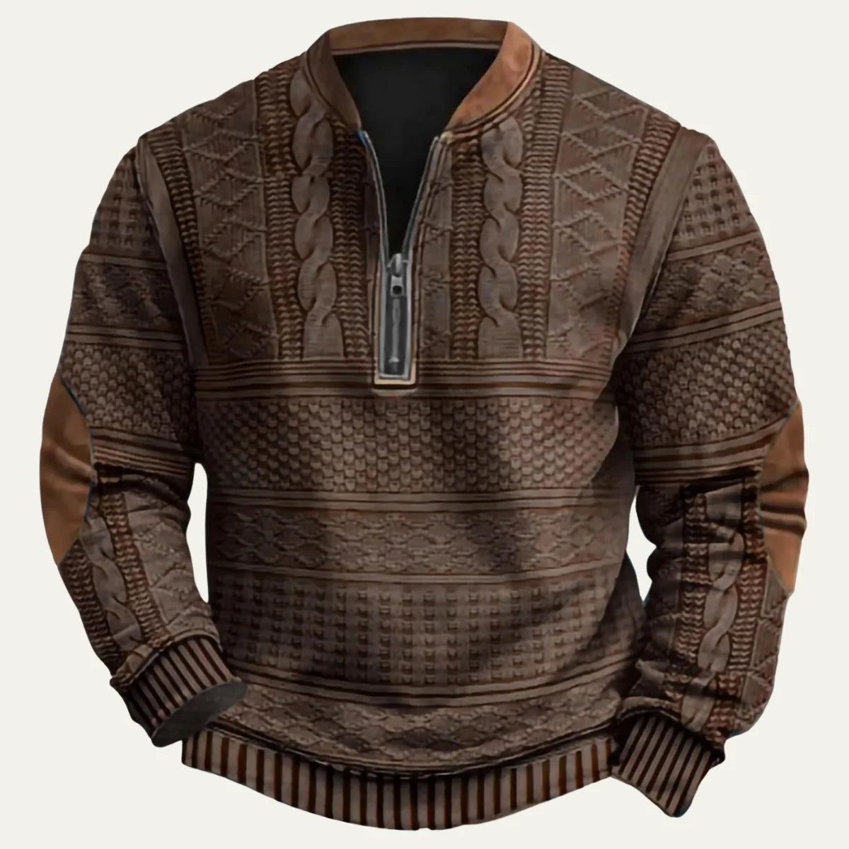 Men's Oversized Zip Cardigan in Dark Brown