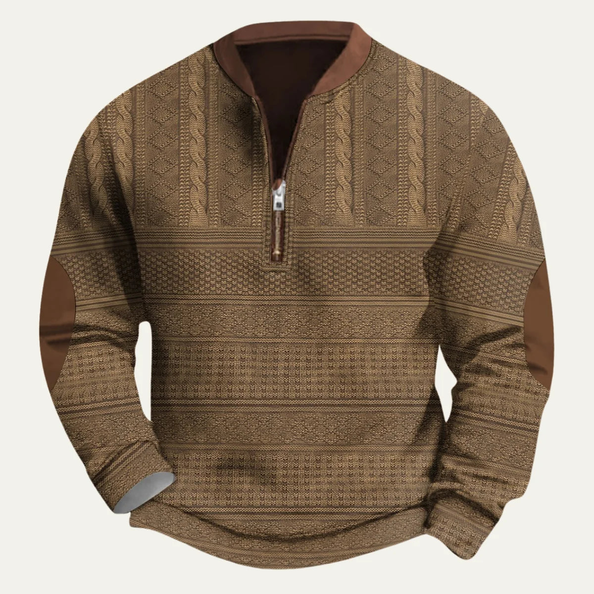 Men's Oversized Zip Cardigan in Light Brown