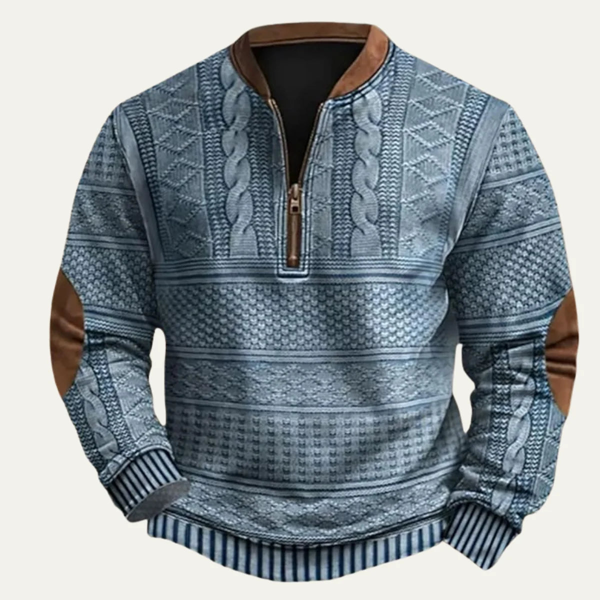 Men's Oversized Zip Cardigan in Blue