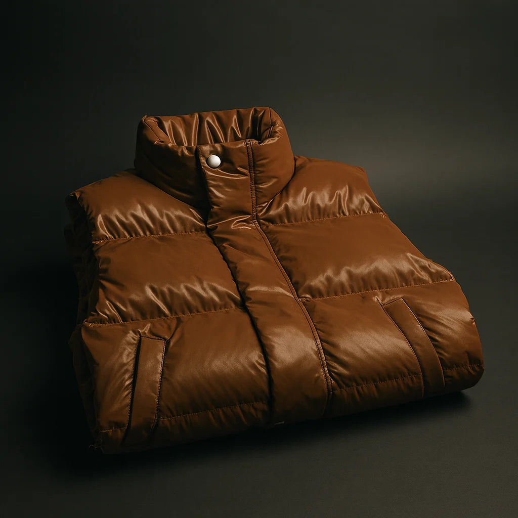 Quilted puffer vest, zip pocket detail