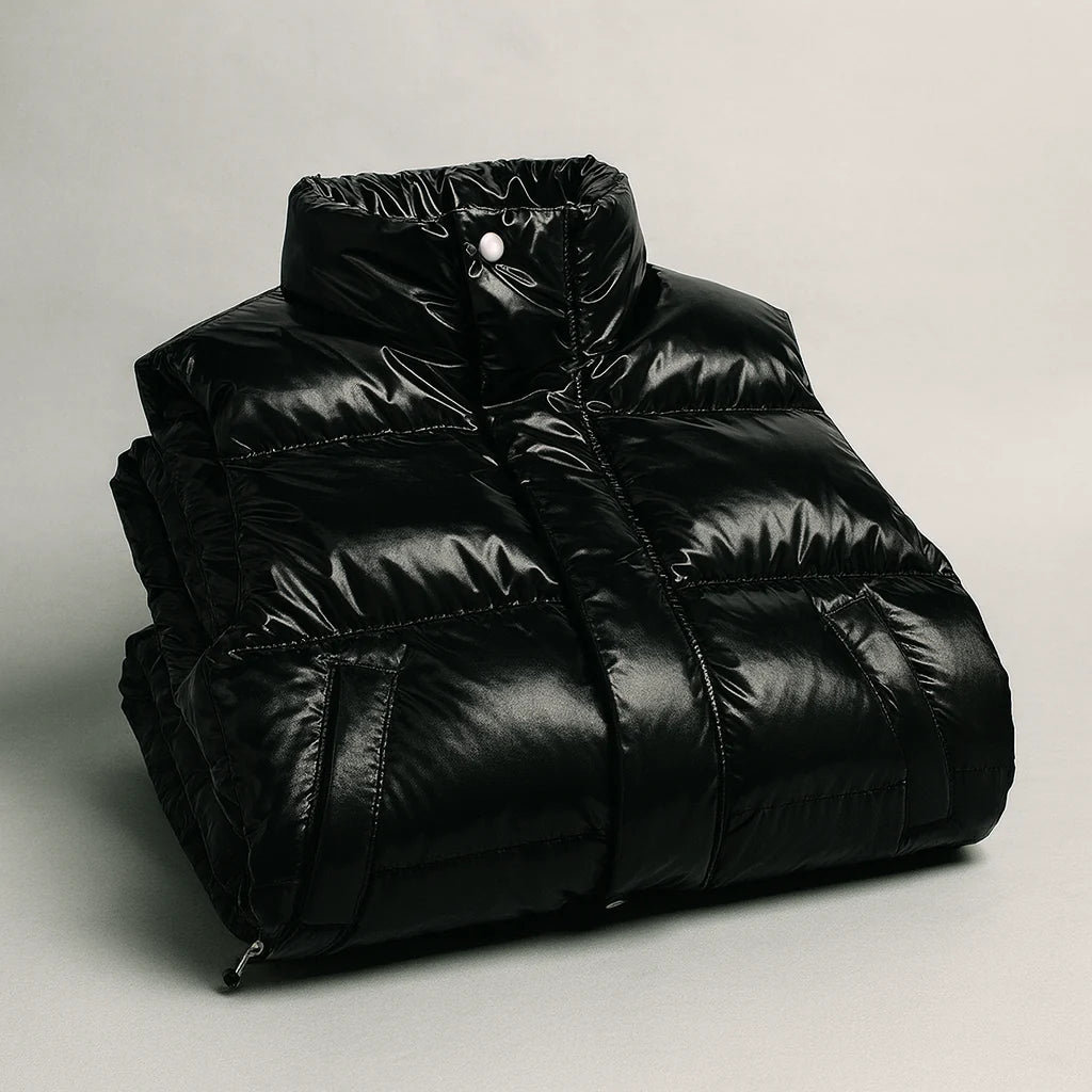 Quilted puffer vest with stand collar