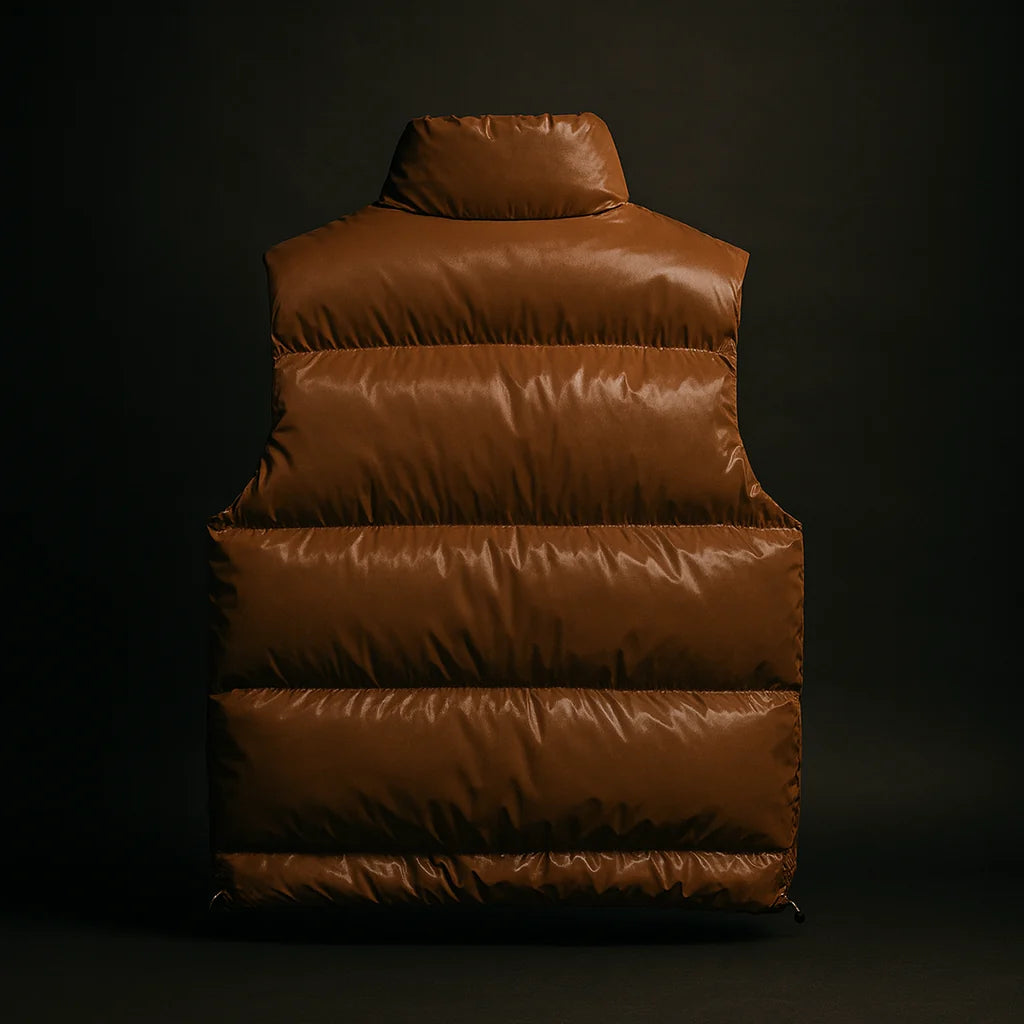 Quilted puffer vest, front view