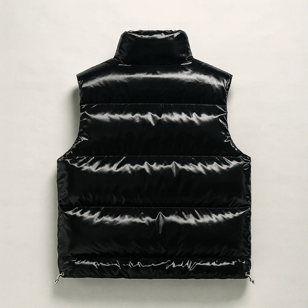 Quilted puffer vest, back view