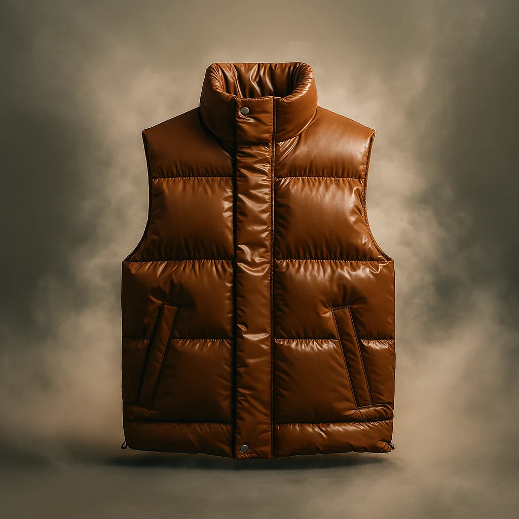Quilted puffer vest with zip pockets