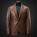 Men's Faux Leather Blazer in Coffee