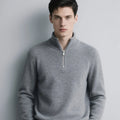 Men's Chunky Knit Quarter-Zip Sweater in Dark Gray