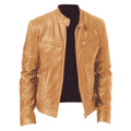 Women's Leather Moto Jacket in Khaki