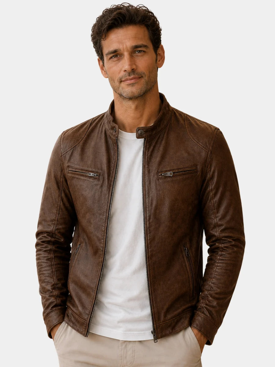 Women's Leather Moto Jacket – Detail View
