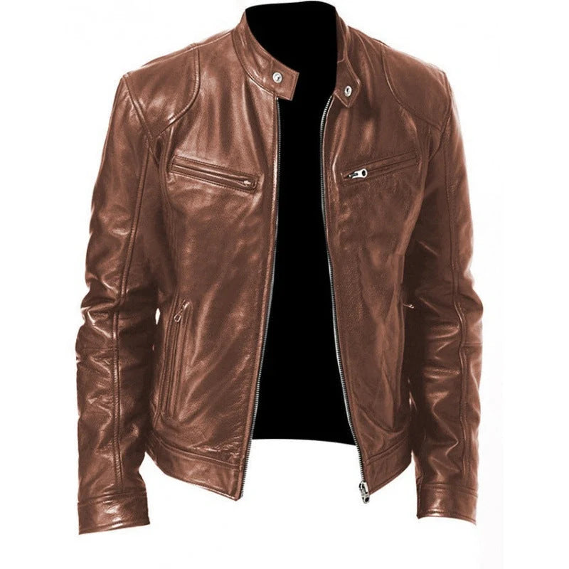 Women's Leather Moto Jacket in Bronze