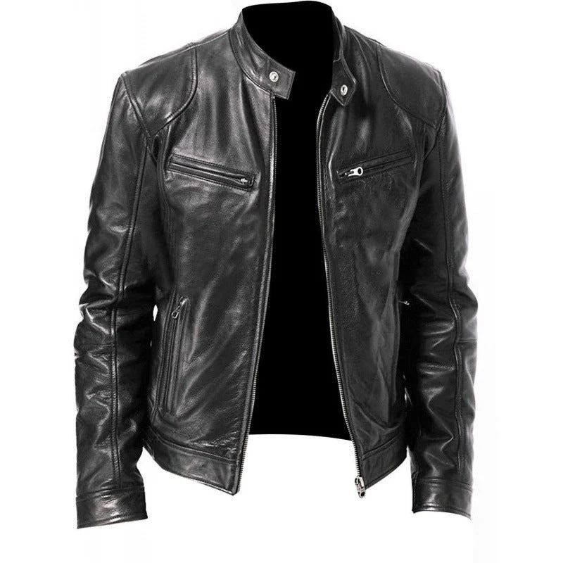 Women's Leather Moto Jacket in Black