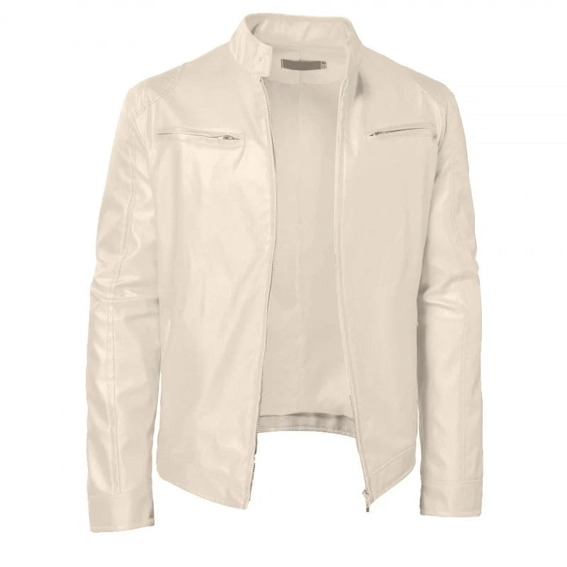 Women's Leather Moto Jacket in Apricot