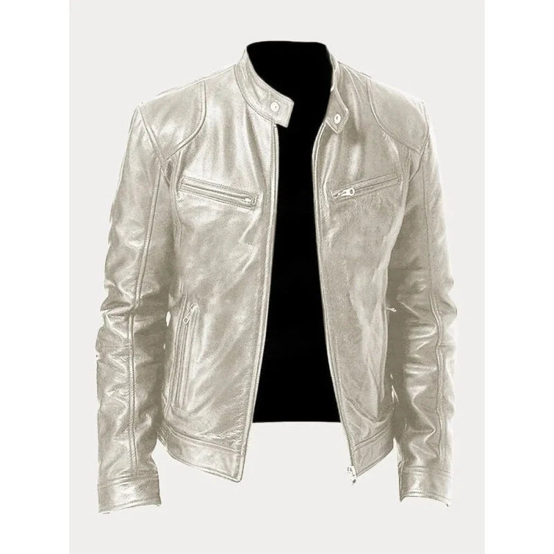 Women's Leather Moto Jacket in Silver