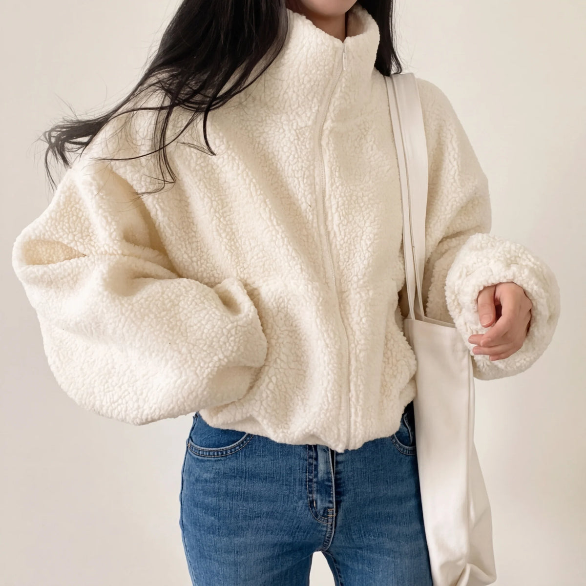 Women's Sherpa Fleece Jacket – Detail View