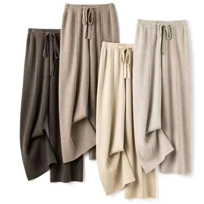 Women's Merino Wool Wide-Leg Trousers – Worn View