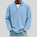 Men's Ribbed Quarter-Zip Sweater in Blue