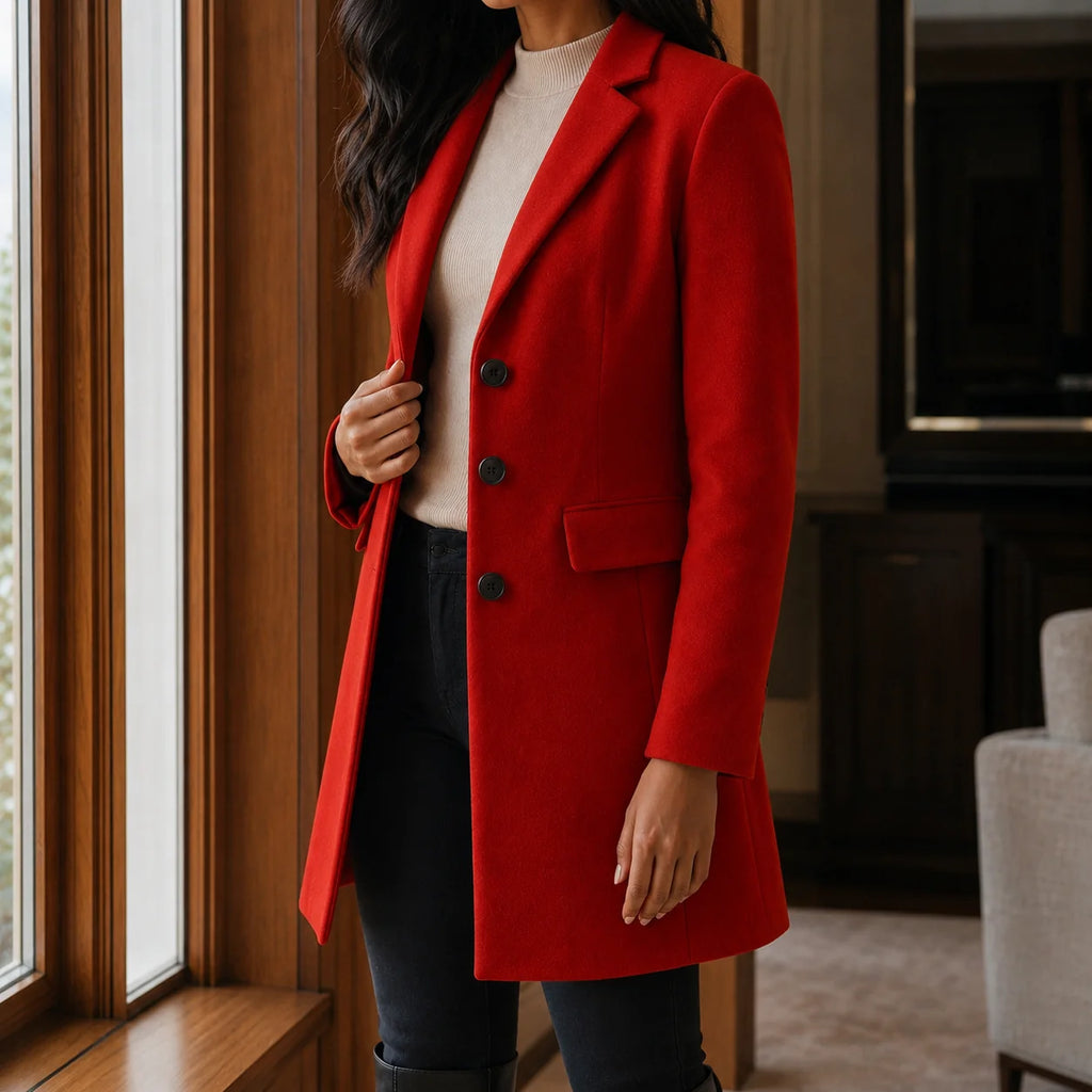 Women's wool blend fit-and-flare coat in black
