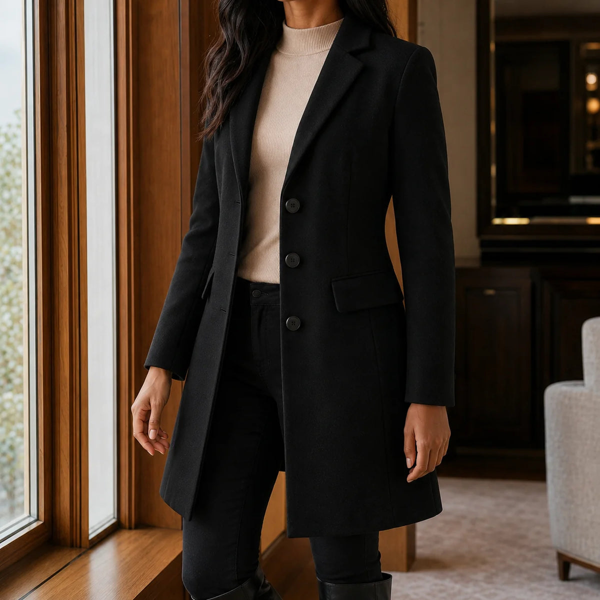 Women's wool blend fit-and-flare coat in pink