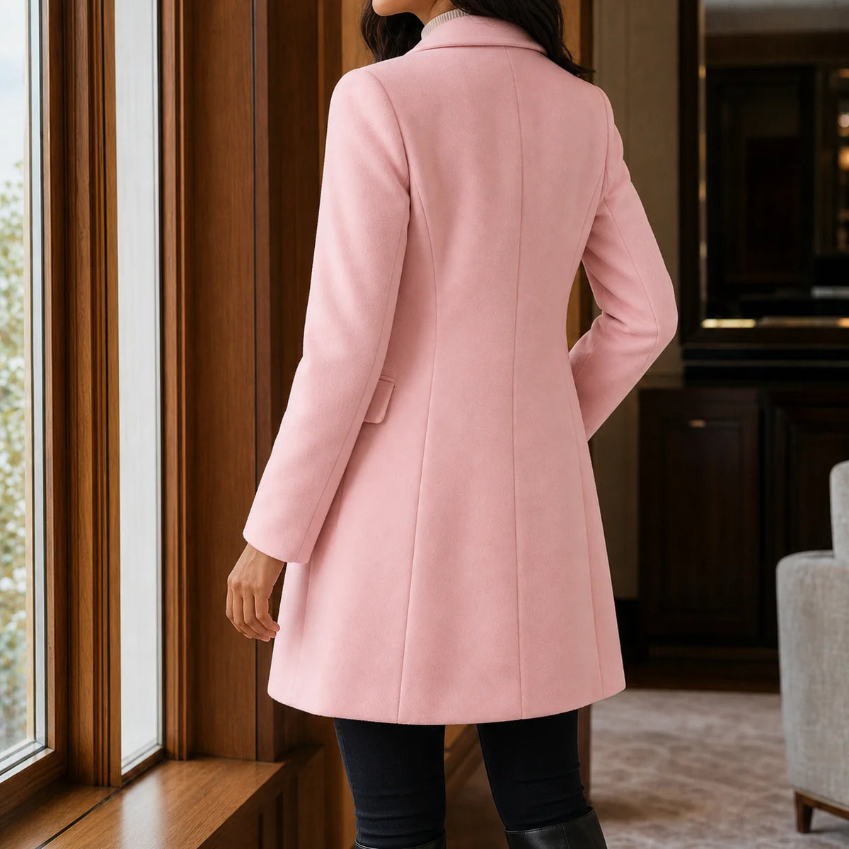 Women's wool blend fit-and-flare coat in bright pink
