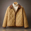 Quilted Jacket with Corduroy Collar in Brown